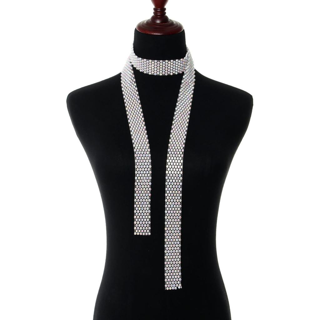 Personality Rhinestone Mesh Trendy Tie Diamond Arrow Bamboo Chain Polyester Thread Unisex Accessories Sequins Made In China
