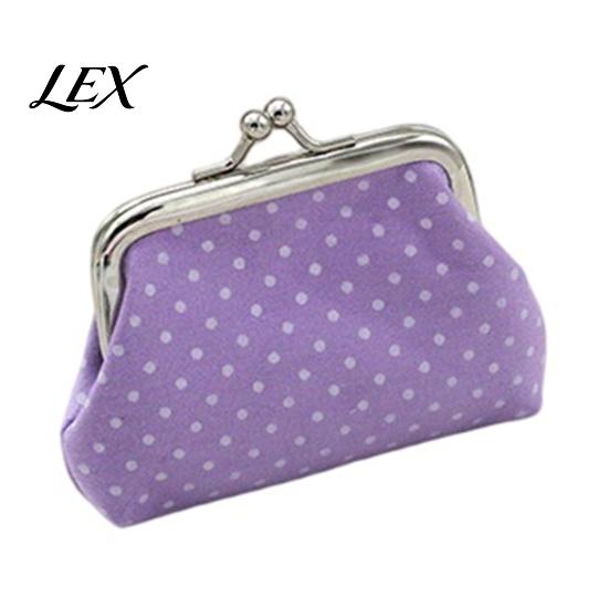 Retro Polka Dot Purse Women Coin Purse, Printing Mini Lightweight Pouch, Pocket Size Compact Storage Kiss Lock for Coins Earrings Hair Ties