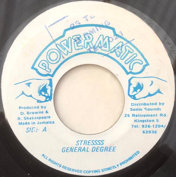 

7inch Record GENERAL DEGREE Stressss PM011 Powermatic Jamaica Reggae Ska Dub Used