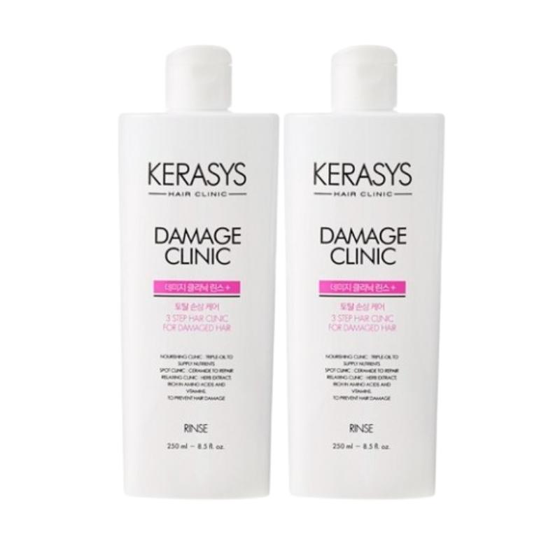 Kerasys Damage Clinic Rinse Plus 250ml | Triple Nutrition Repair Conditioner | Argan, Jojoba & Avocado Oil | Smooth & Shiny Hair Care