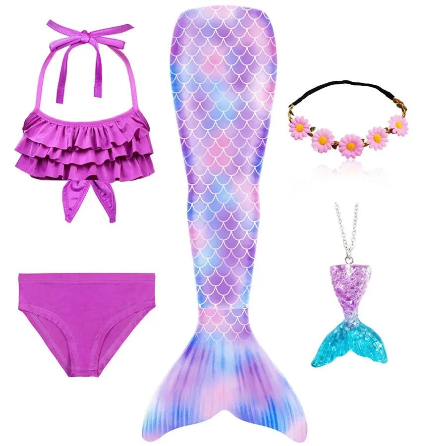 Dívky Ocas mořské panny do bazénu Plavky s ocasem mořské panny Bikini Plavky Halloweenský kostým Cosplay Lze přidat monoploutev