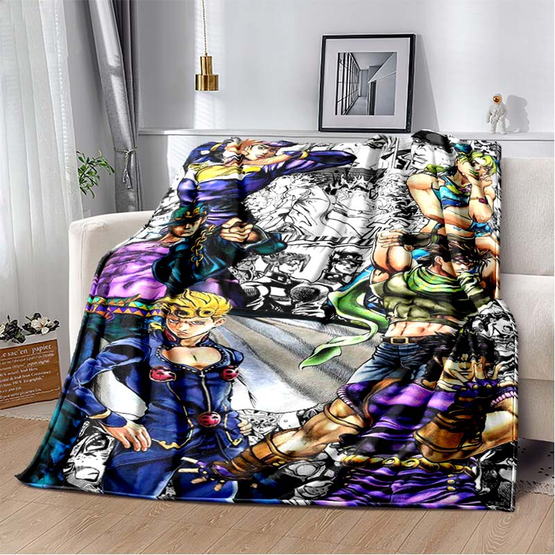 3D Cartoon Anime J-JoJo's Bizarre Adventure Bedruckte Decke Haus Sofa Bettbezug Wohnzimmer Schlafzimmer Dekoration Warme Weiche Decke