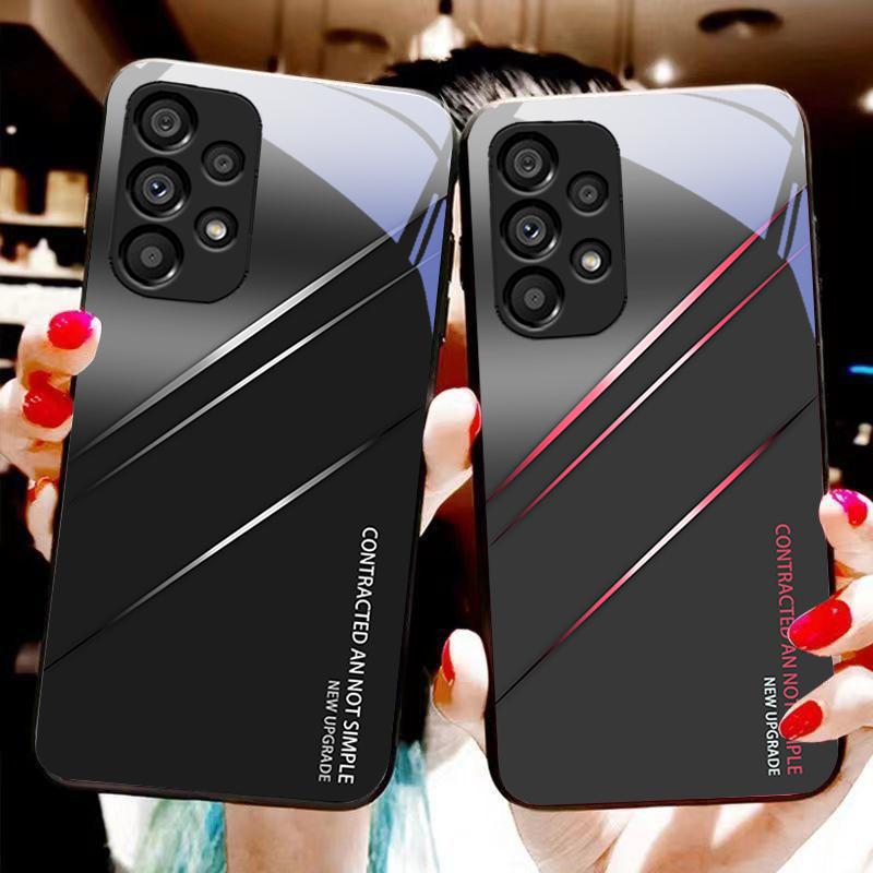 Crăpătură Roșie Gradient Pentru Samsung Galaxy S 8 9 10 20 Plus 21 FE 22 23 24 Ultra S7 Edge Carcasă Telefon din Sticlă Călită Neagră Carcasă Dură