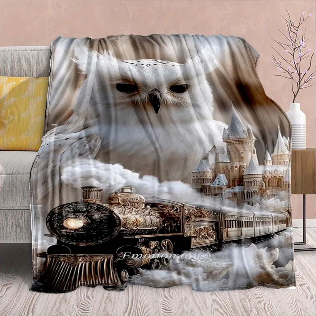 Harry Potter Magic Owl Flannel Blanket - Soft Warm Perfect for Sofa, Bedding Camping Travel Office Home Decor -QJY