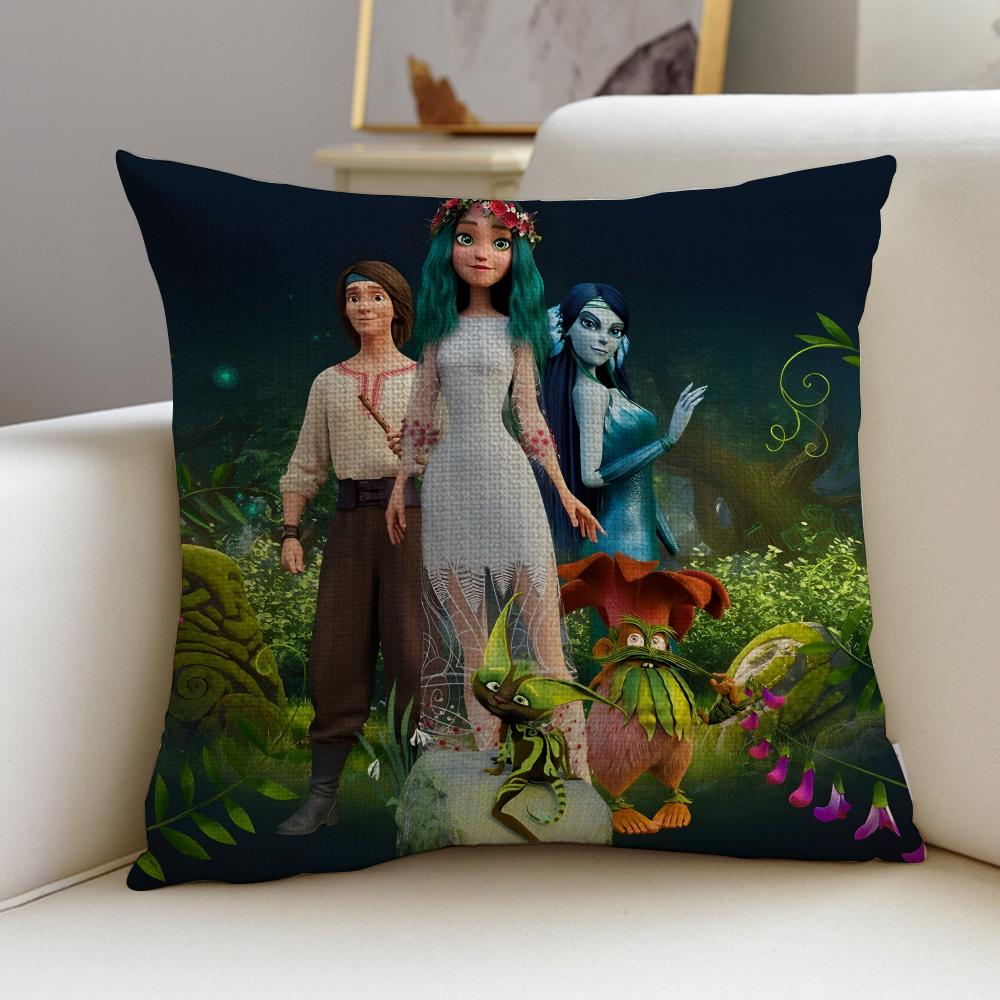 MMavka The Forest SongS Cushion Cover Breathable and skinfriendly linen pillowcase square removable and washable cushion
