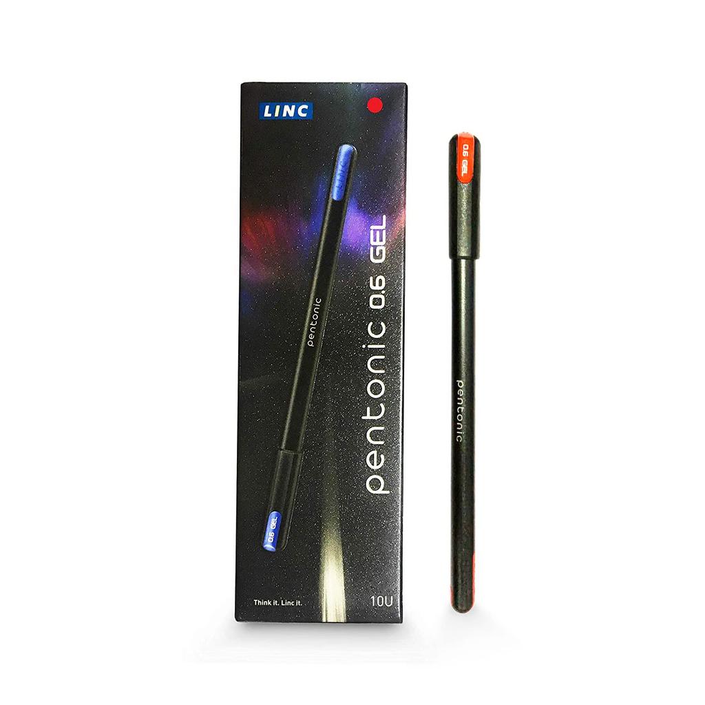 Pentonic 0.6 Mm Gel Pen Blister Pack Red Ink Black Body for Office Home & School Pack of 1 X 10pcs