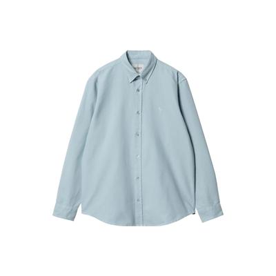Solid Color Point Collar Single-Breasted Fitted Long Sleeve Shirt Men Shirts Matte-Blue I030238-0F4-GD