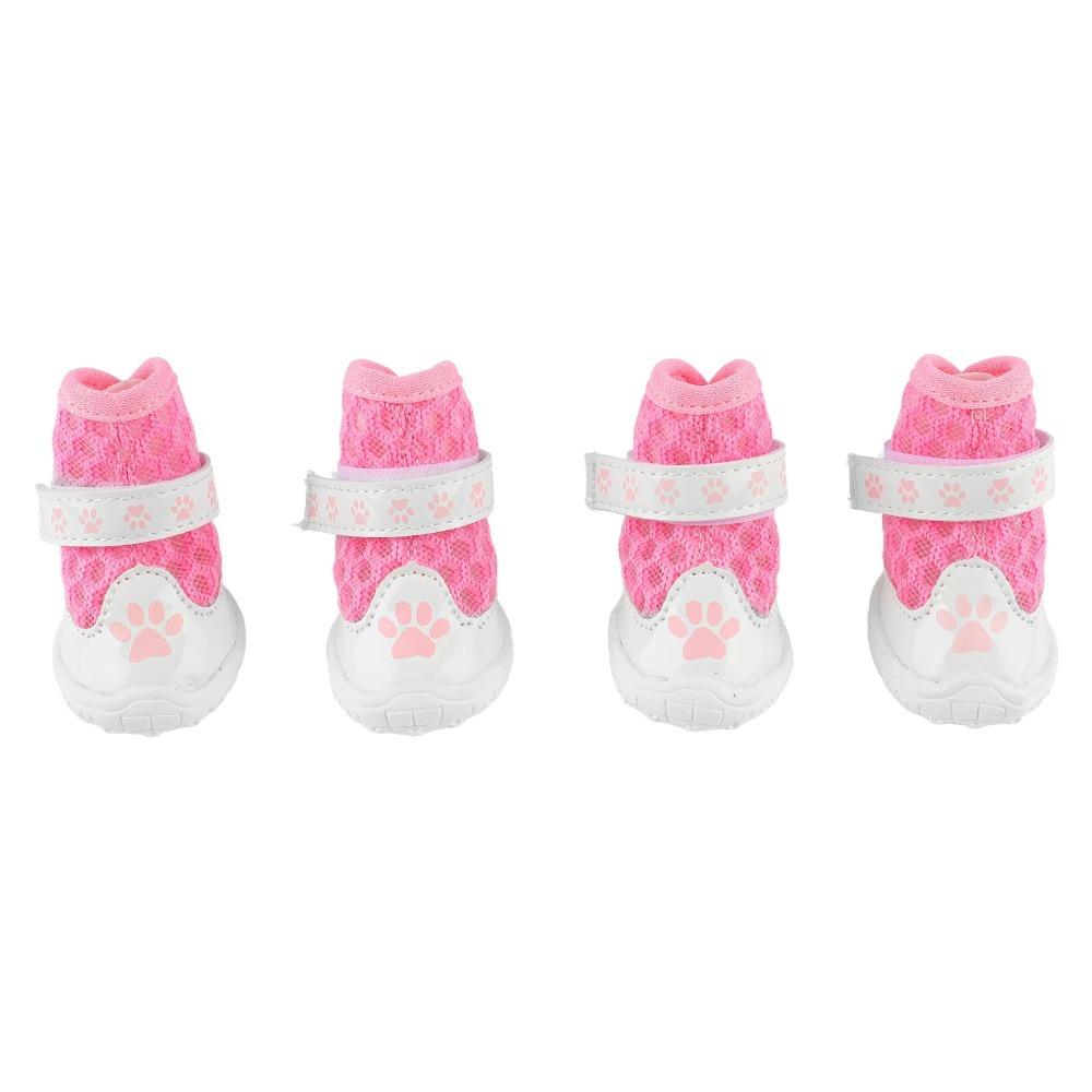 4pcs Skid Tough Sole Breathable Pet Shoes Summer Puppy Footwear  Summer Outside Travel