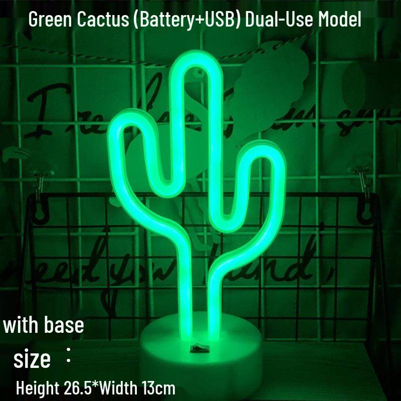 Lumière LED Néon Cactus & Flamant Rose pour Décorations de Fêtes