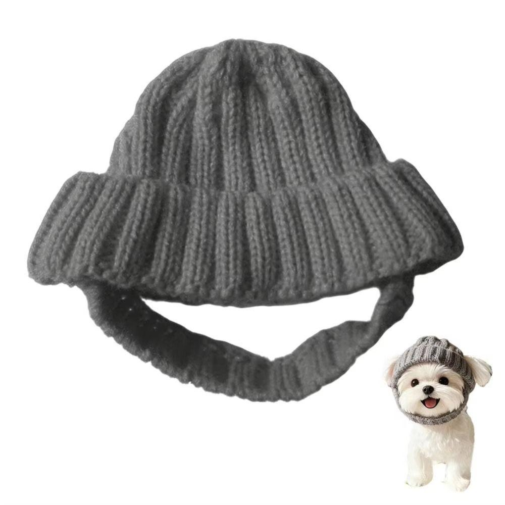 Windproof Warm Dog Beanie Cozy Soft Knit Pet Headwear Simple Pet Knitted Hat  Cold Weather