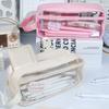 Transparent  INS Style School Case Large Capacity Pencil BagStationery Holder Waterproof Portable Pen Case Pencil Storage Bag
