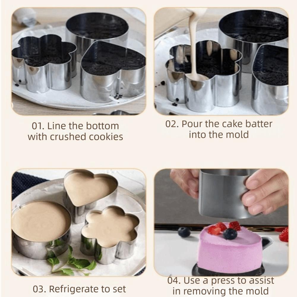 4Pcs Stainless Steel Cake Ring Mold Reusable Cooking Ring Mousse Mold  Baking Mousse Desserts