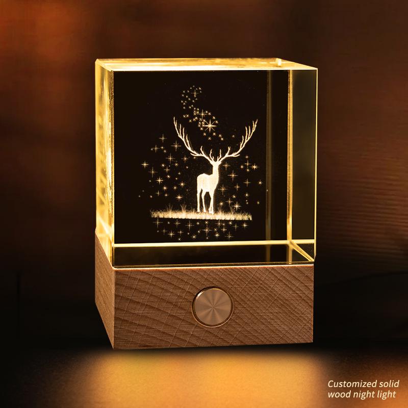 Starry Sky Cube Crystal Night Light: Creative Bedside Atmosphere Lamp