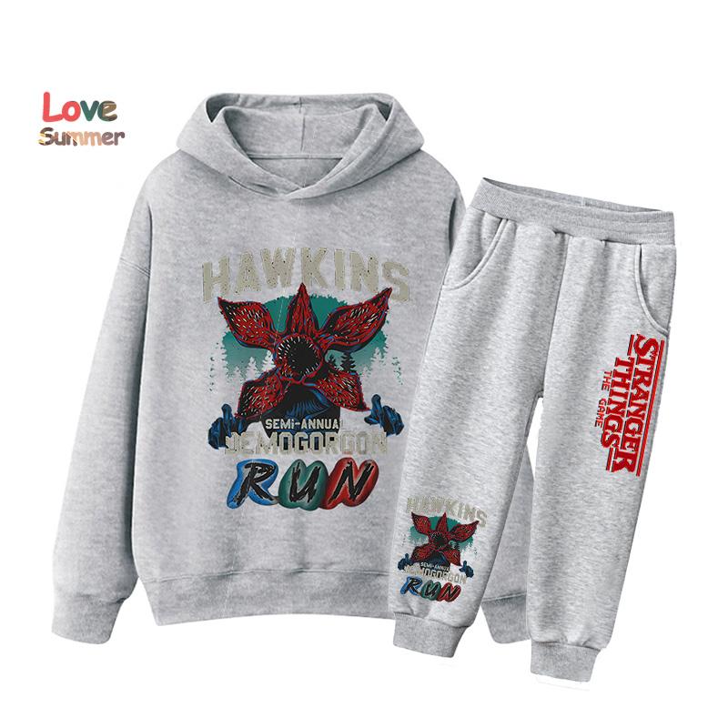 2025 Günstige Beliebte Neuerscheinungen für Jungen Mädchen Lässige Stranger Things Kleidung Grafiken Alltagsstil Herbst Winter Kapuzenpullover Trainingsanzug