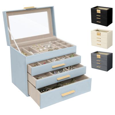 CeiBand Accessory Box Jewelry Case, Large Capacity 4-Tier Case, Removable Drawers, Ring Holder, Necklace, Earring, Piercing, Small Item Storage, Jewel