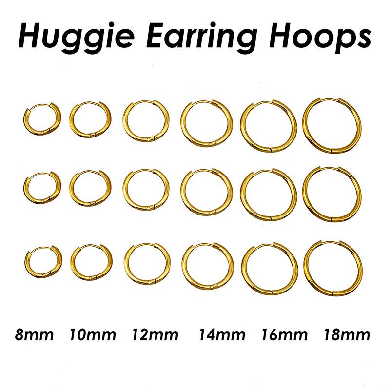 20 Pieces Stainless Steel Hoop Earrings for Women Men Huggie Earrings Gold Color, Minimalist Huggie Earring Hoops 8mm