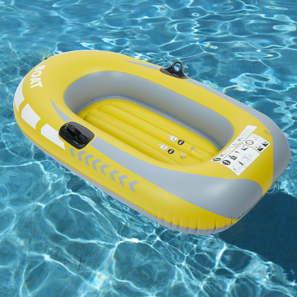 Yellow PVC Inflatable One Person Rowing Air Boat Fishing Drifting Diving Tool