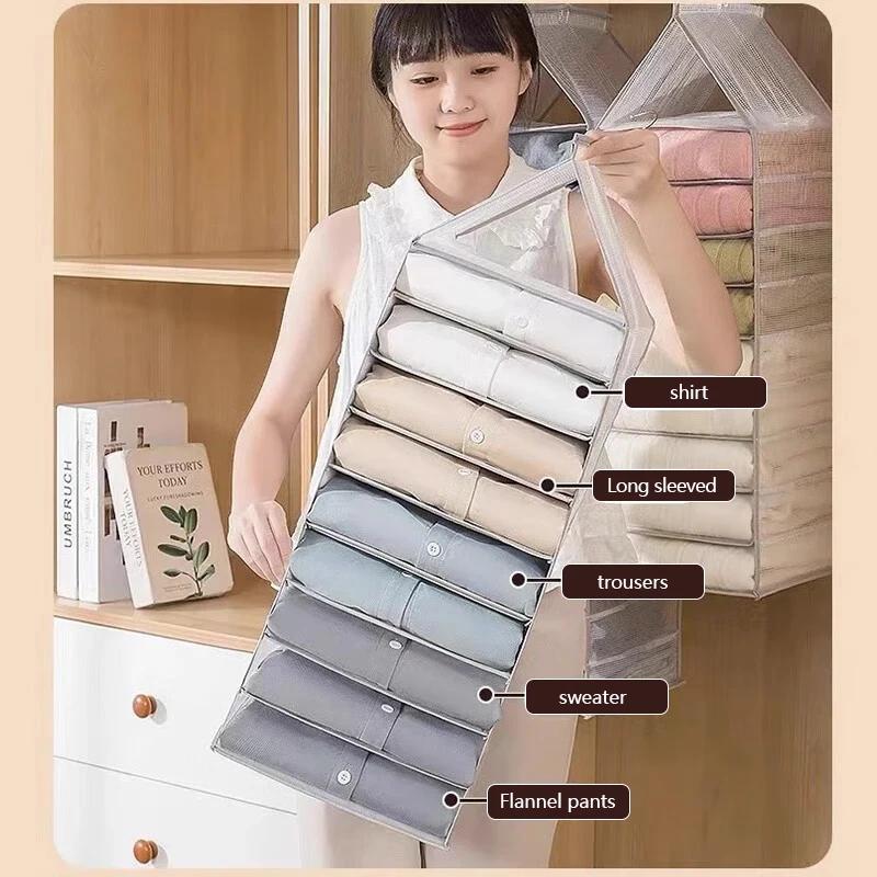 Home Wardrobe Storage, Hanging Bags, Pants, Layered Hanging Clothes, Separated and Organized Items, Fabric Storage Rack