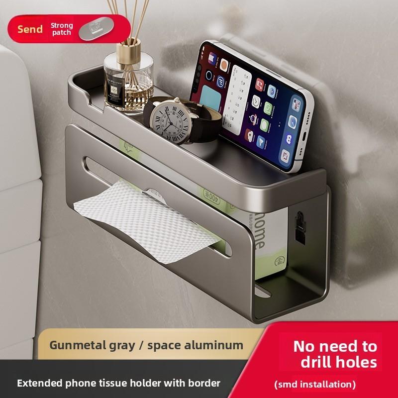 Wall Mount Aluminum Toilet Paper Holder With Double Dispenser For Bathroom And Kitchen Storage