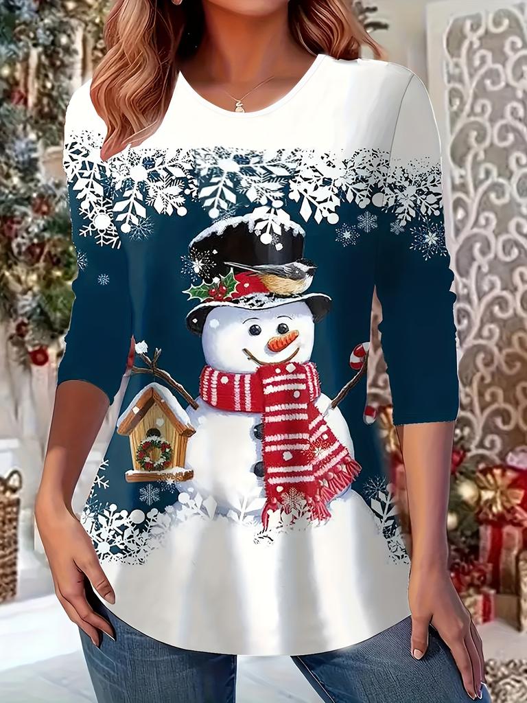 Women's Sweatshirt 3D Prints Christmas Theme Kawaii Graphics Long Sleeve T-shirt Casual Loose Fit O-Neck Tee Long Sleeve Tops