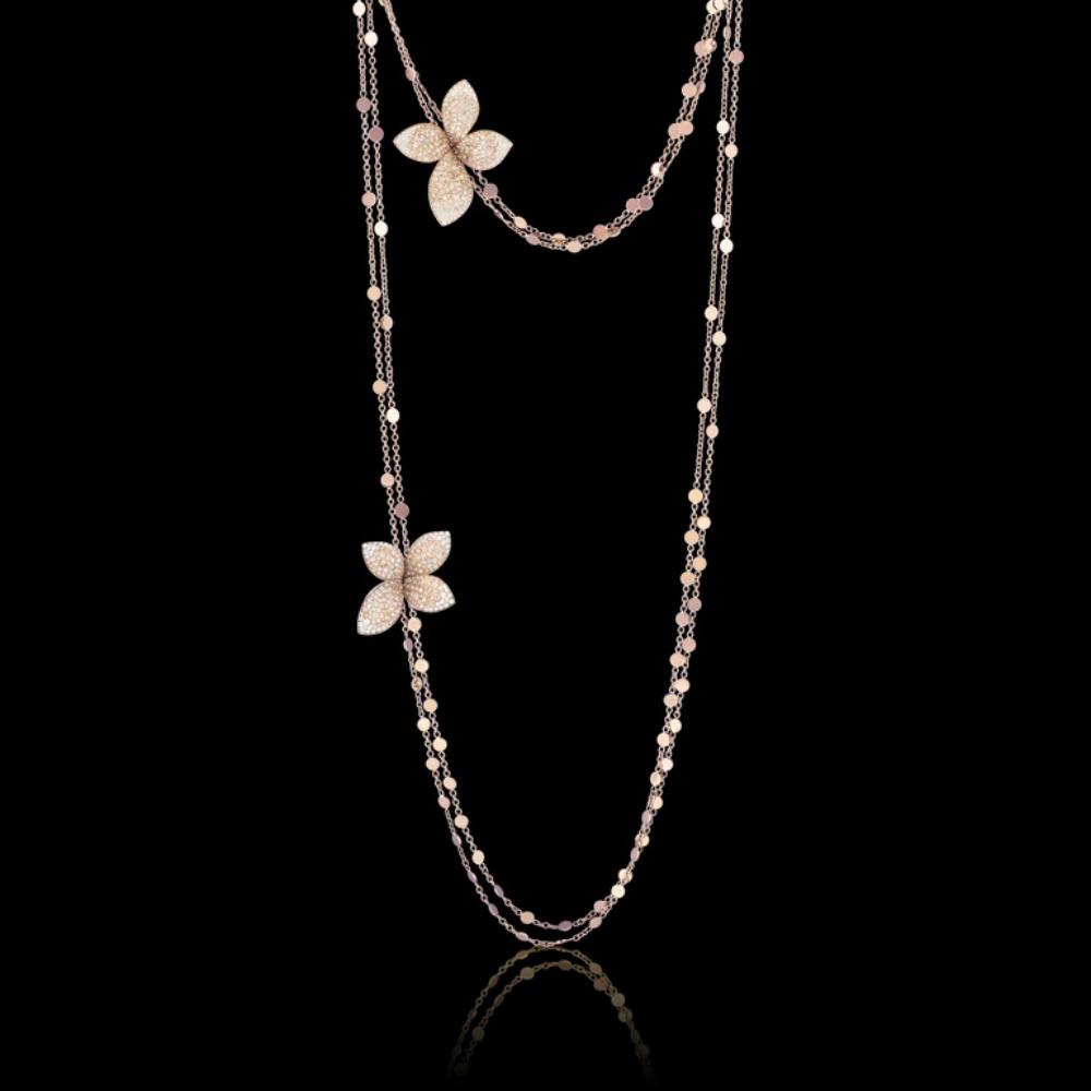 Hot-selling Petal Pendant Necklace Stacked Double Rhinestone Necklace Banquet Accessories Women's Necklace