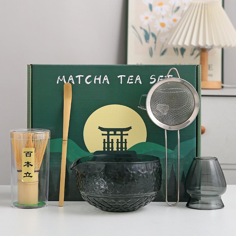 Japanese-style Glass Matcha Set, Matcha Bowl, Two-piece, Transparent, Tea Set, Matcha Whisking Tools, Tea Accessories, Gift