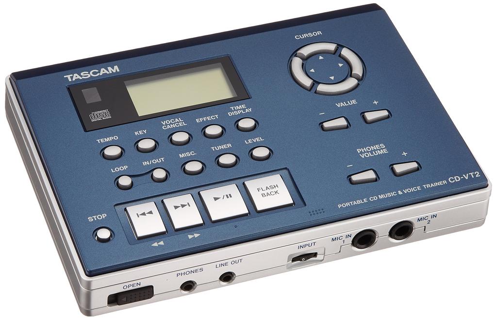TASCAM CD-VT2 Vocal Practice CD Player Small Compact Portable Key Change SpeedTempo Change Vocal Cancel Minus One Karaoke Practice