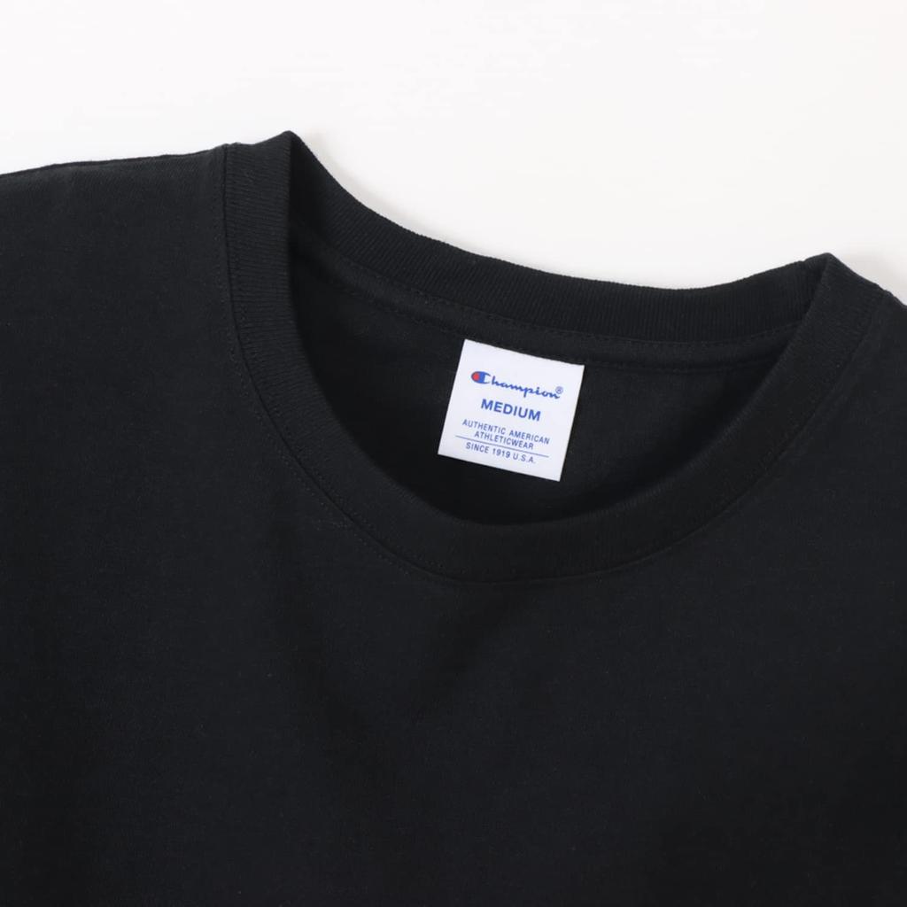 Shirt Dress Short Sleeve Round Neck COTTON USA Script Logo Embroidery Relax Fit One Piece Dress Basic Black L [Champion] Women's CW-X339