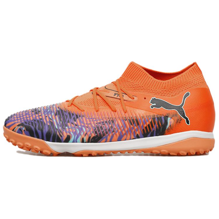 New PUMA FUTURE 8 TT Rubber Broken Studs Artificial Ground Abrasion Resistant Coverage Soccer Shoes Men's Orange Black 108433-01