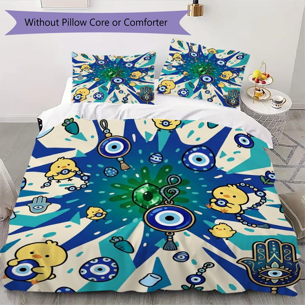 Evil Eye Pattern Bedding uilt Set uilt Cover Pillowcase Home Decoration Birthday Gift (1 * duvet cover + 2 * pillowcase  without core)60