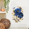 Self-adhesive Gorgeous Blue Peony Wall Stickers Large Flowers for Dining Room Accent Wall Home Decor