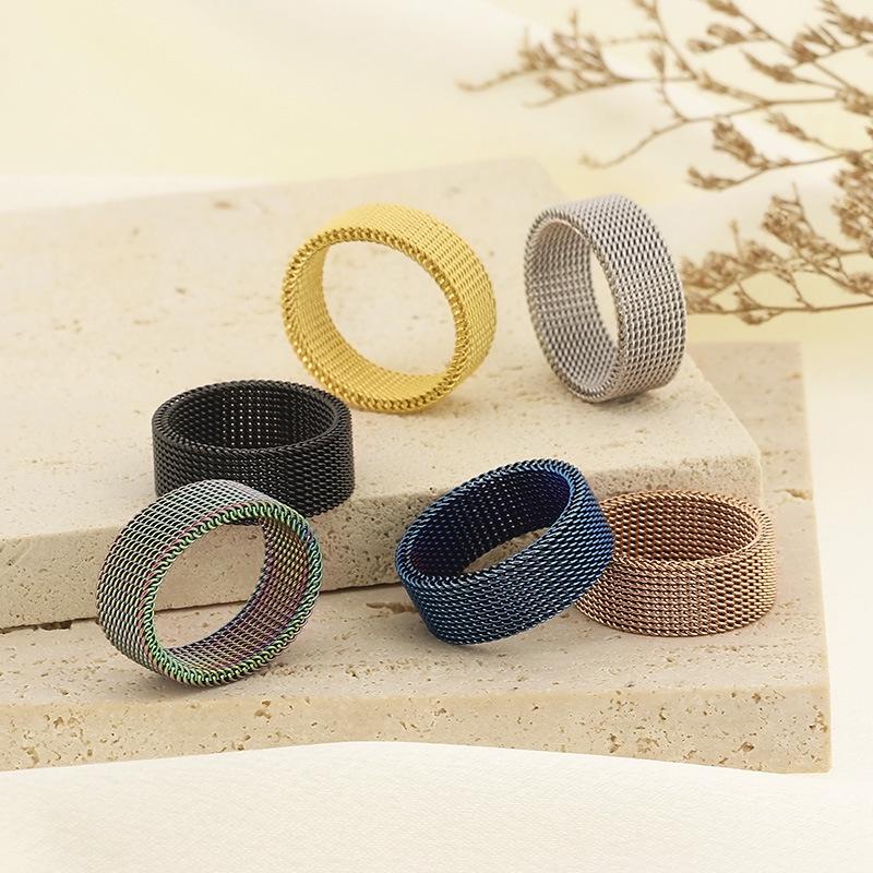 

Titanium Steel Unisex Woven Mesh Ring - Simple Jewelry Accessory for Men and Women Size 12
