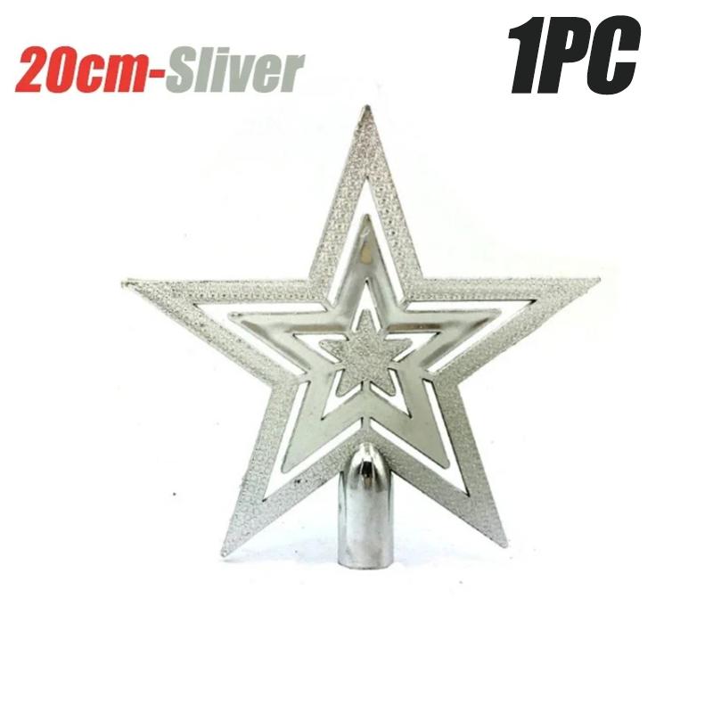 50PCS Christmas Day Christmas Tree Plating Tree Top Star Decoration Gold and Silver Five-Pointed Star Hanging Decoration
