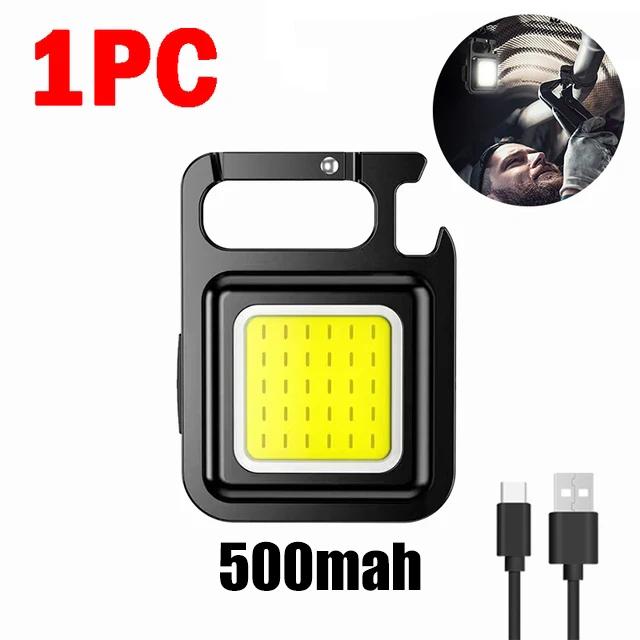 Mini LED Portable Keychain Flashlight Outdoor COB Work Light Emergency Lighting With Window Hammer Bottle Opener Lamp Camping