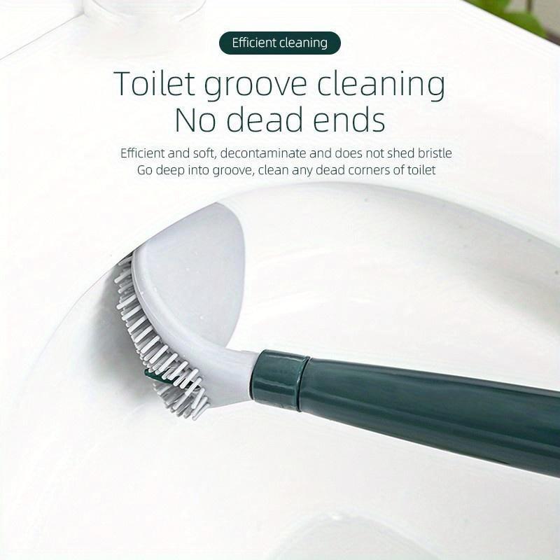 Punch-Free Wall-Mounted Soft Silicone Toilet Brush No Dead Angle Toilet Cleaning Brush Refillable Detergent Toilet Brush with Base