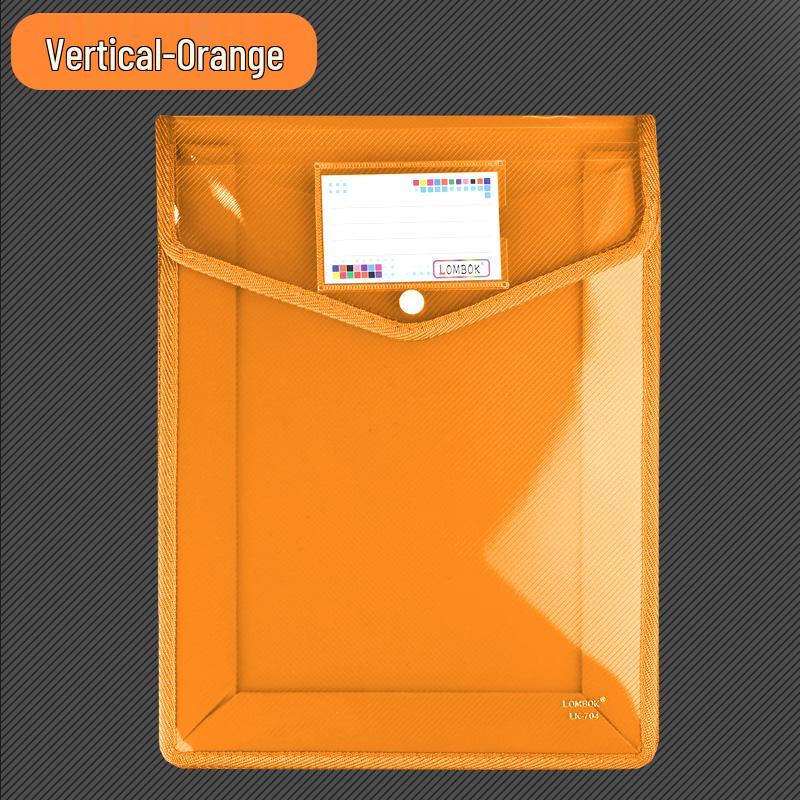 Transparent A4 Thickened Snap Button File Bag - Large Capacity Student Storage and Document Organizer
