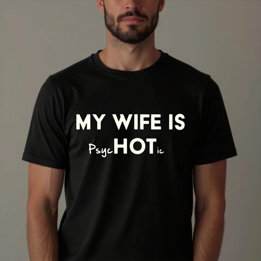 My Wife Is Hot T-Shirt, Funny Psychotic Joke Retro Fashion Marriage Gift Tee Top