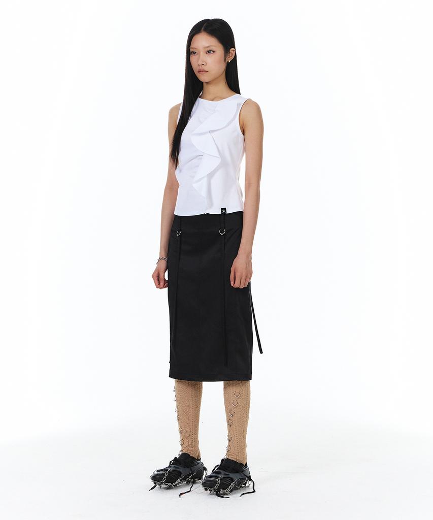 Yunse Piercing Satin Skirt (Black)
