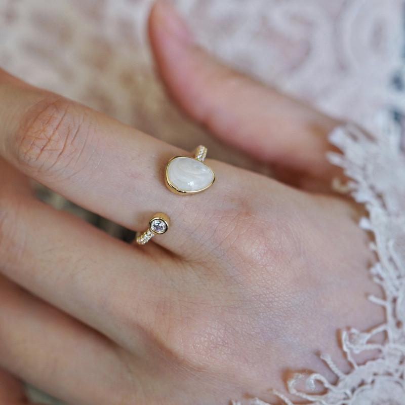 Trendy Adjustable French Style Enamel Zircon Drip Ring For Fashionable Womens Accessory