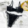 Summer sexy underwear women's French ultra-thin contrasting lace bra big chest small anti-sagging sex underwear