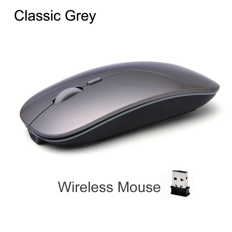Erilles Rechargeable Optical Wireless Mouse Slient Button Ultra Thin Mini Optical Ultrathin USB 2.4G Mice for Computer Laptop