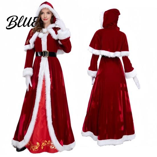 Theme Photography Attire Mrs. Claus Costume for Women Adult Christmas Santa Dress Three-dimensional with White Faux Fur Trim Velvet Xmas Cosplay