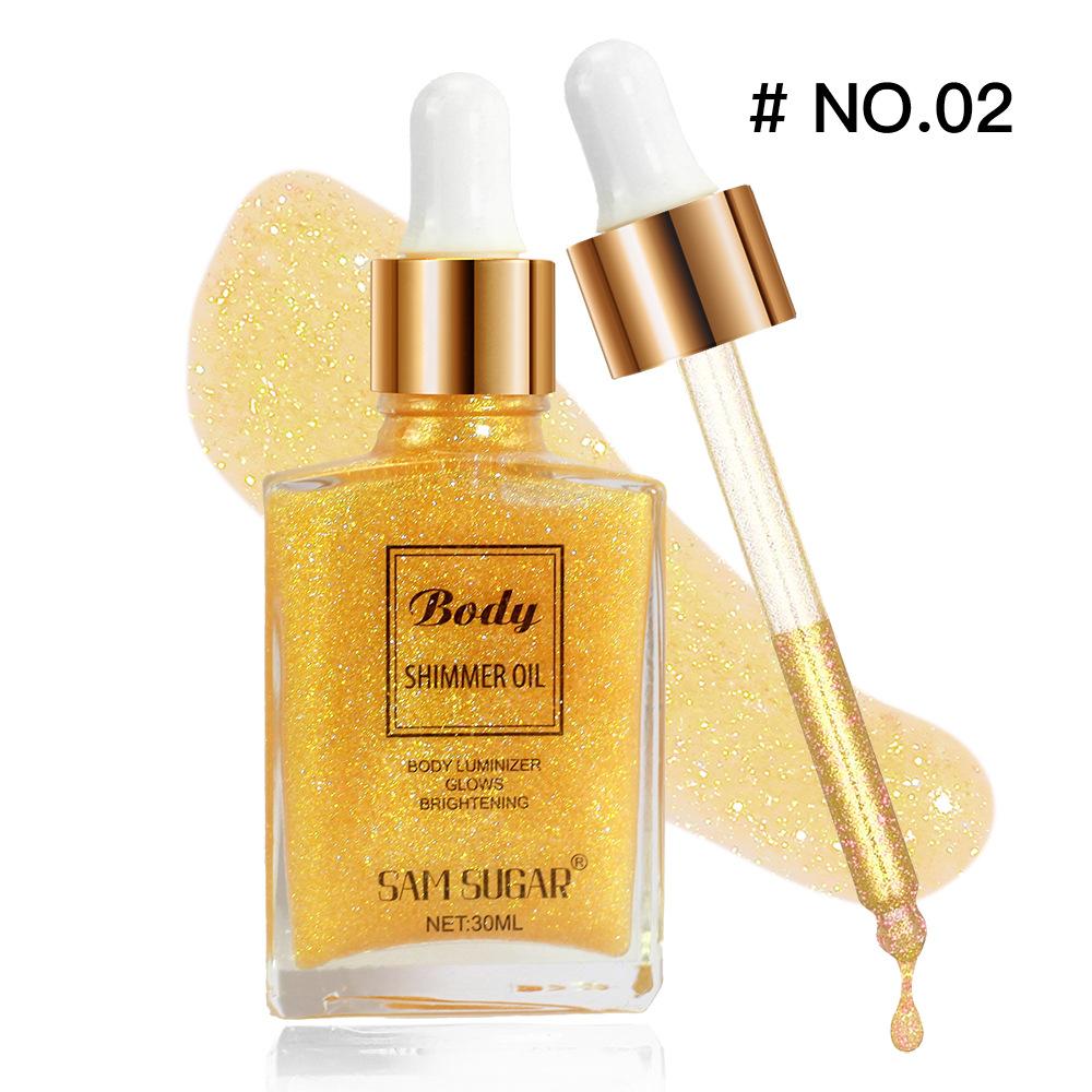 Glitter Body Oil for Glowing Skin Highlighter Brightening Body Oil Moisturizing Skin Illuminator Shimmer Body Oil 30ml