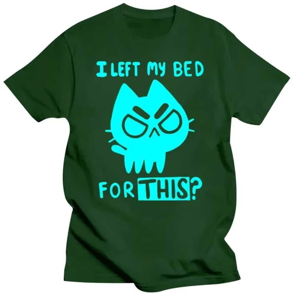 Brand Men T-shirt Funny Cat Print Men Tshirts Casual O-neck Men Shirts Streetwear Luminous Men Oversized T-shirt Male Tees Tops