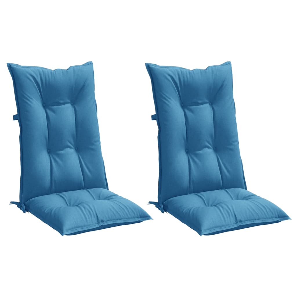 High Back Chair Cushions 2 Pcs Melange Blue 120x50x7 Cm Fabric