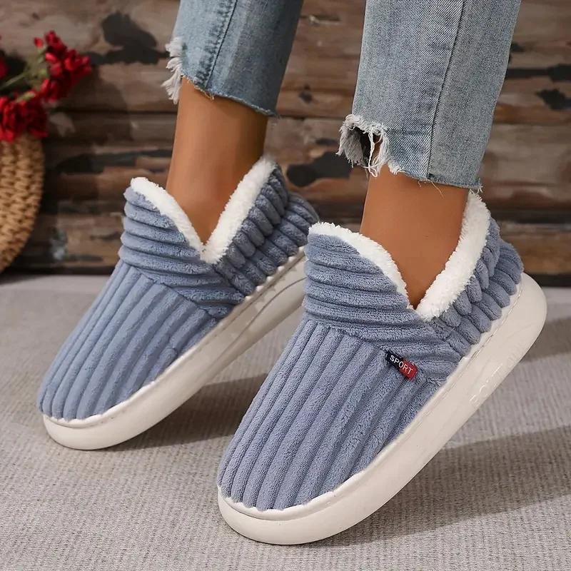 Slippers Women 2025 New Winter Furry Warm shoes Ankles Plush Cozy Slides For Home Indoor Soft Sole Cotton slides women