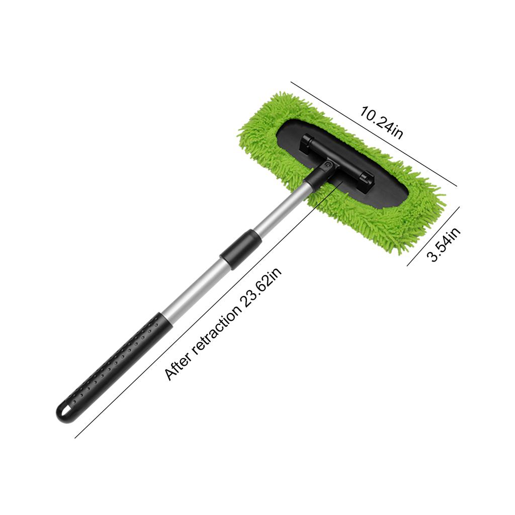 Interior Windshield Cleaning Tool 180 Degree Rotatable and Extendable Handle Auto Inside Glass Wiper Kit for Cars