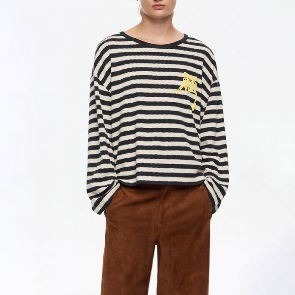 

Bimba Y Lola Black STripe Long Sleeve T shirT b256awT013bkb Black/M