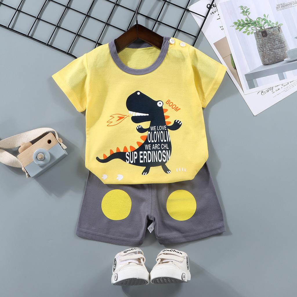 Childrens Short-Sleeve Sets Cotton Boys T-Shirts Baby Summer Clothing Girls Shorts Infant Clothing Summer Clothing