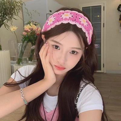 Charming Handmade Wool Knit Headscarf for Women - Floral Pastoral Style Headband
